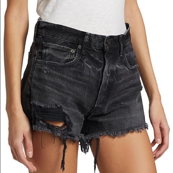 Moussy Vintage Durango Black High Waisted Denim Jean Cuttoff Shorts 24 - Picture 4 of 16